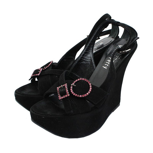 OTHER BRAND Schwarze Wildleder-Wedge-Slingback-Schuhe 36 44904488