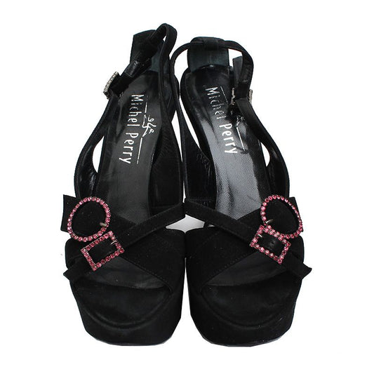 OTHER BRAND Schwarze Wildleder-Wedge-Slingback-Schuhe 36 44904488