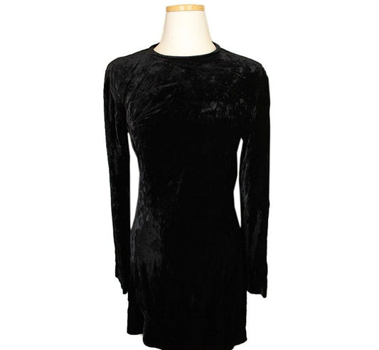 Other Brand Jenny Black Velvet Wrinkled Slim Fit Top 38 26806969