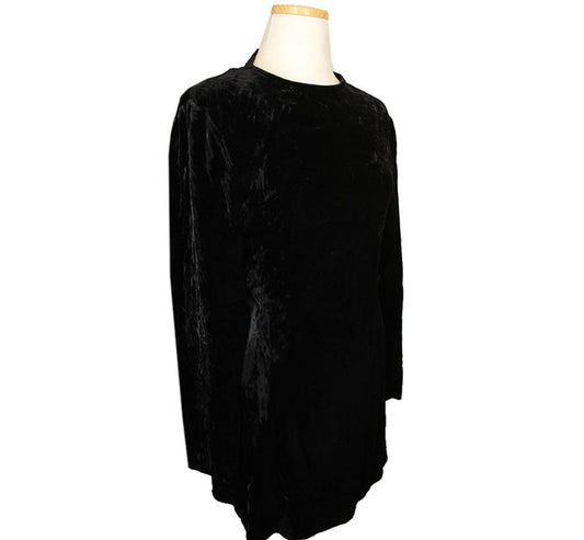 Other Brand Jenny Black Velvet Wrinkled Slim Fit Top 38 26806969