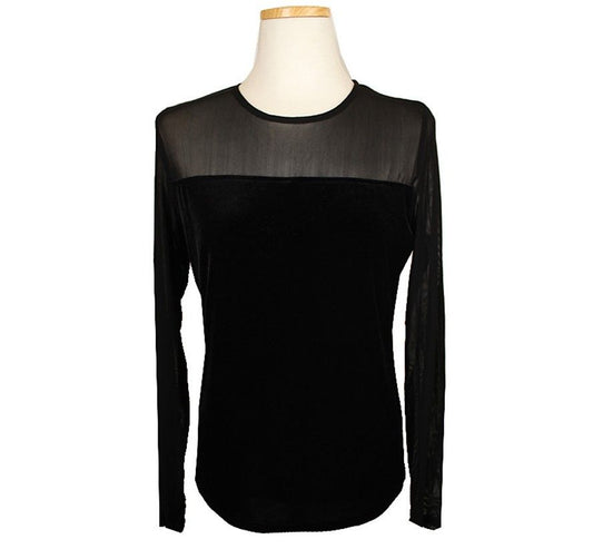 Other Brand Spechio Black Velvet & Mesh Top 40 26807361