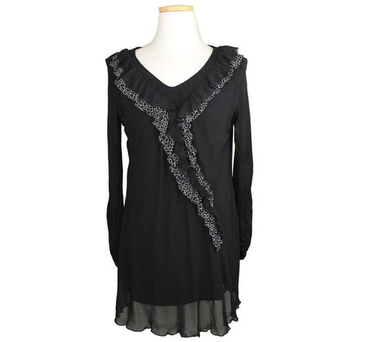 Other Brand Hiroko Bise Black Dot Frill Lace Top 9 26807384