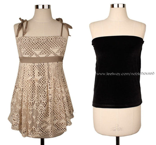 Other Brand BCBG Ivory & Khaki Lace Strap Top Black Top Set S 26807322