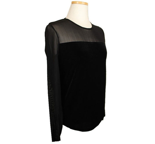 Other Brand Spechio Black Velvet & Mesh Top 40 26807361