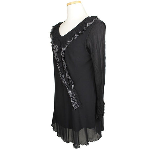 Other Brand Hiroko Bise Black Dot Frill Lace Top 9 26807384
