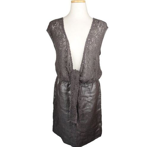 OTHER BRAND TSE Metallicgrau Leinen & Strick Ärmelloses Kleid S 26809172