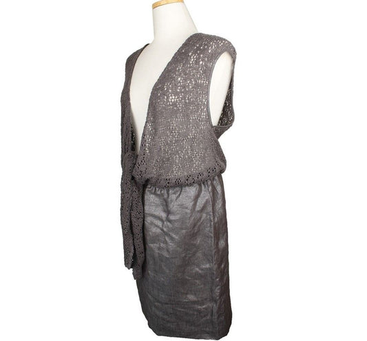 OTHER BRAND TSE Metallicgrau Leinen & Strick Ärmelloses Kleid S 26809172
