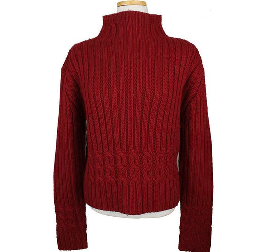 Other Brand Cerruti 1881 Vintage Red Cable Pattern Turtleneck Wool Knit 66.5 26809822