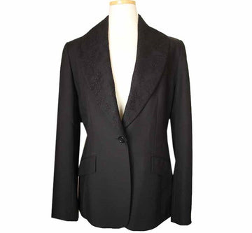 Other Brand Spacio Shoreline Black Lace Double Collar Jacket 40 26810039