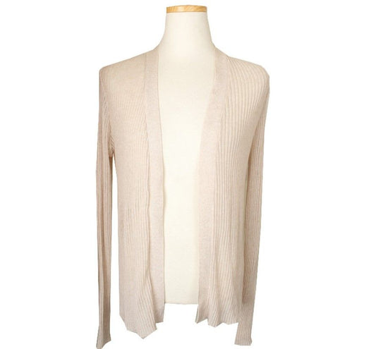 OTHER BRAND Melange Beige Slim Fit Offene Strickjacke 55 26810169