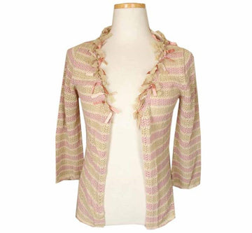 Other Brand Franco Ferrara Multi Lace Decor Cotton Blend Knit Cardigan 2 26810163