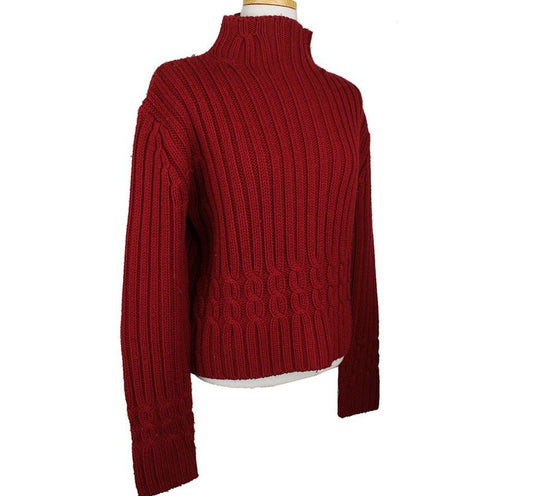 Other Brand Cerruti 1881 Vintage Red Cable Pattern Turtleneck Wool Knit 66.5 26809822