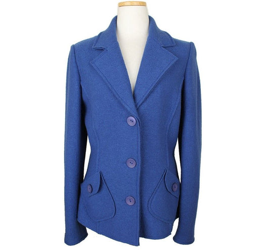 OTHER BRAND Marianni Blaue Virginwoll Tweed Pocket Jacke 42 26810225