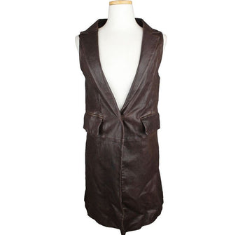 OTHER BRAND ダークブラウンラムスキンワンボタンベスト66 26810376