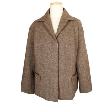 OTHER BRAND Hiroko Herringbone Satin Trim Wollmischung Jacke 55 26810504