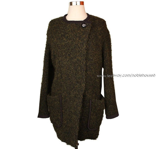 Isabel Marant Etoile Khaki Boucle Knit Blazer 36 2626707557 26810538