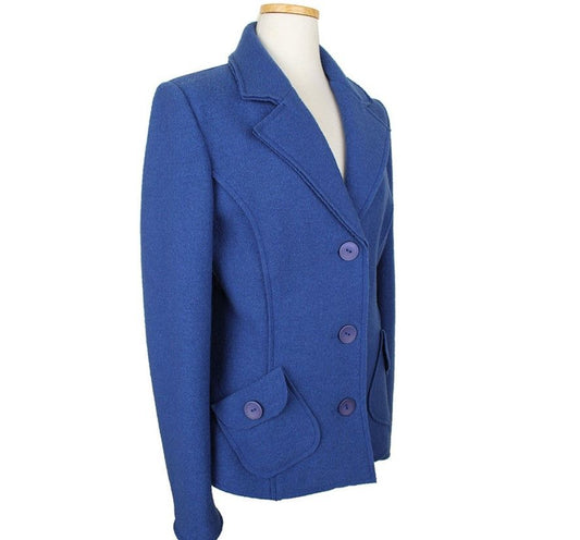 OTHER BRAND Marianni Blaue Virginwoll Tweed Pocket Jacke 42 26810225