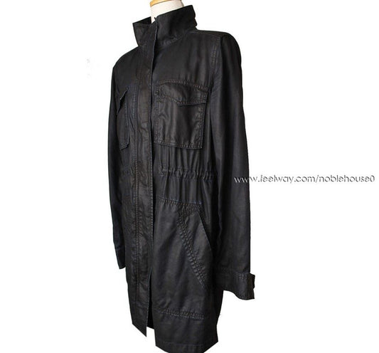 THEORY Black Coated Tencel Zip-Jacke 3643414129 26810338