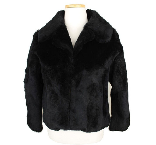 OTHER BRAND Raffinierte schwarze kurz geschnittene Kaninchenpelzjacke 26810444