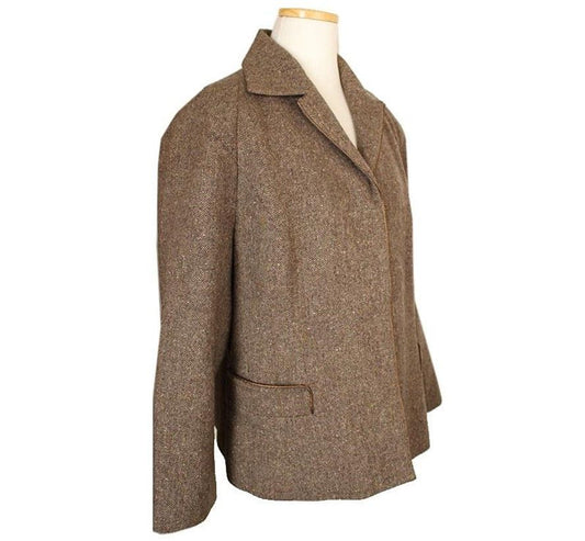 OTHER BRAND Hiroko Herringbone Satin Trim Wollmischung Jacke 55 26810504