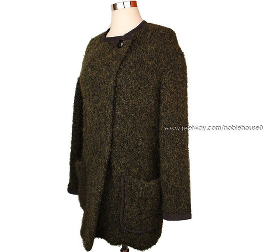 Isabel Marant Etoile Khaki Boucle Knit Blazer 36 2626707557 26810538