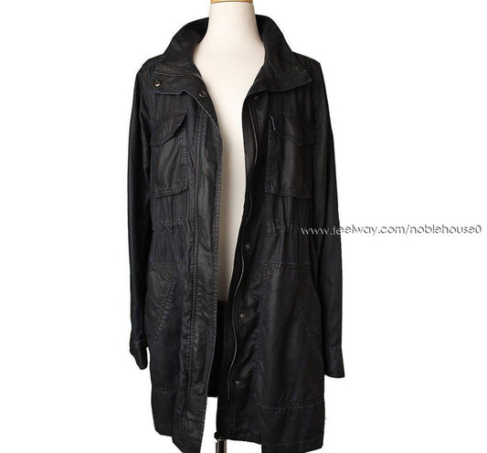 THEORY Black Coated Tencel Zip-Jacke 3643414129 26810338