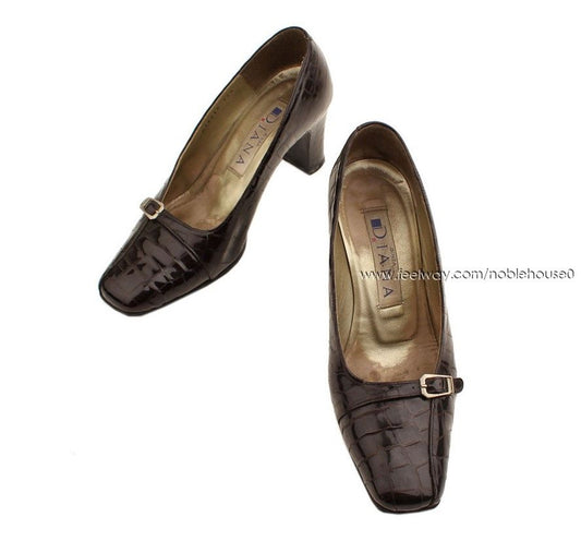 OTHER BRAND Ginza Diana Dunkelbraun Lackleder Wellenmuster Pumps 37 2307132147 26810873