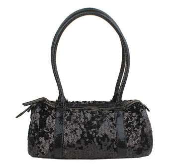 Other Brand Spacio Flitz Black Sequin Python Pattern Shoulder 12345 26810978