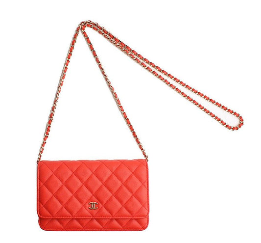 CHANEL WOC レッドオレンジ キャビア シルバー ミニ クロス27番台 26811234