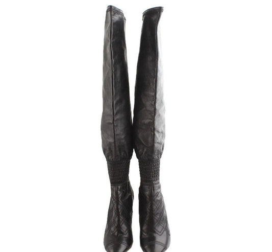 CHANEL Schwarze CC-Ankle-Band-Stiefel 37C 3671700062 26810878