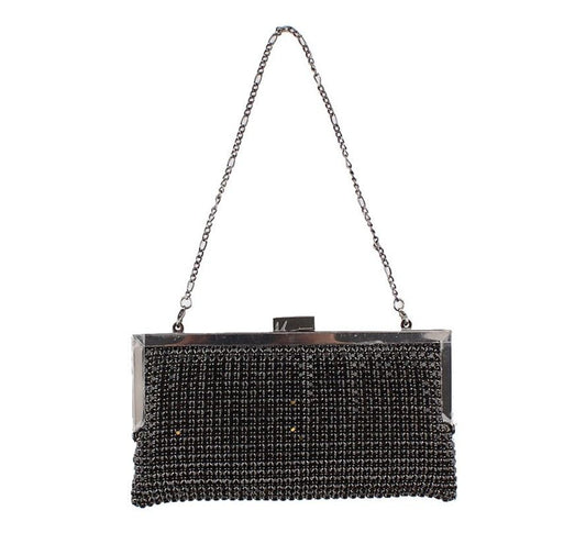 Other Brand Specchio Black Silver Bead Evening Clutch Tote 26811537