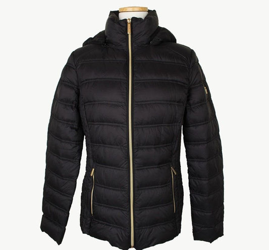 MICHAEL KORS ブラック超軽量ダウンフードパディングジャケットS 26812220