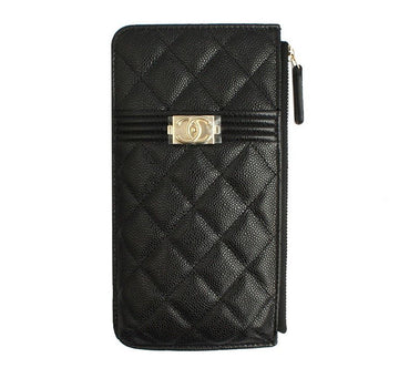 CHANEL Black Boy Caviar Silver-Tone Long Wallet 31 Series 27004132