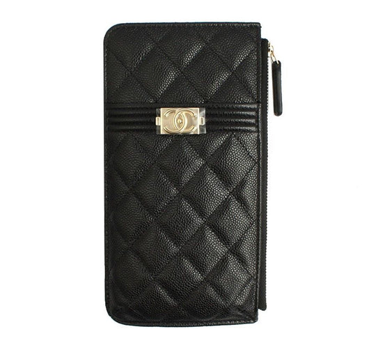 CHANEL Black Boy Caviar Silver-Tone Long Wallet 31 Series 27004132