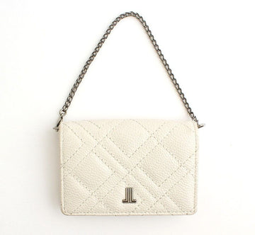 Lanvin White Quilted Stitch Chain Card Holder 27470841