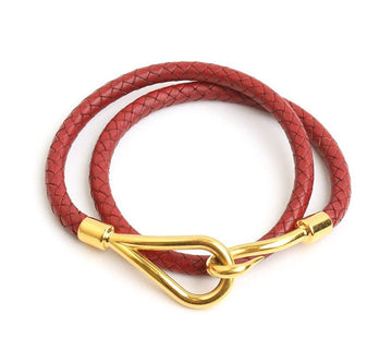 HERMES Burgunder Woven Leder Choker und Armband 12345 27550391