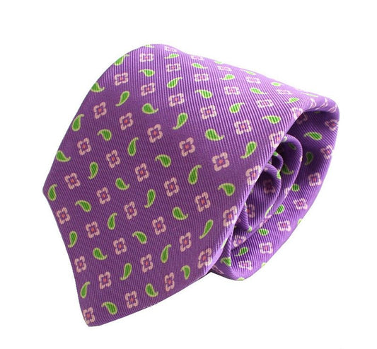 Kiton Lavender Flower & Paisley + Khaki Dot Printed Tie Set 27858891
