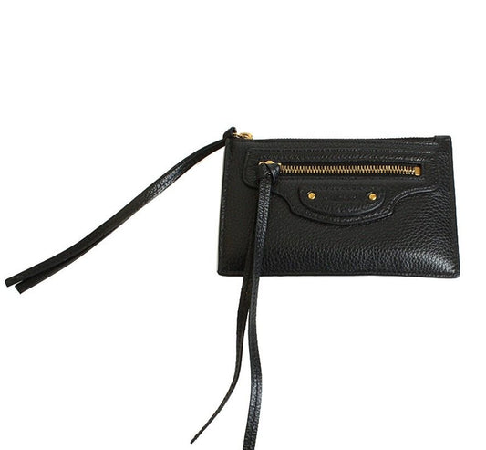BALENCIAGA Neoklassische schwarze Geldbörse mit goldener Hardware 12345 27909963