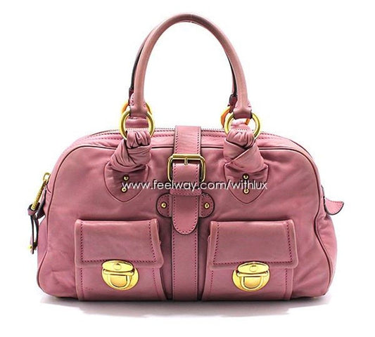MARC JACOBS Indienrosa Leder Goldfarbene Zwei-Taschen Venedig Tote 2582722891 28257476