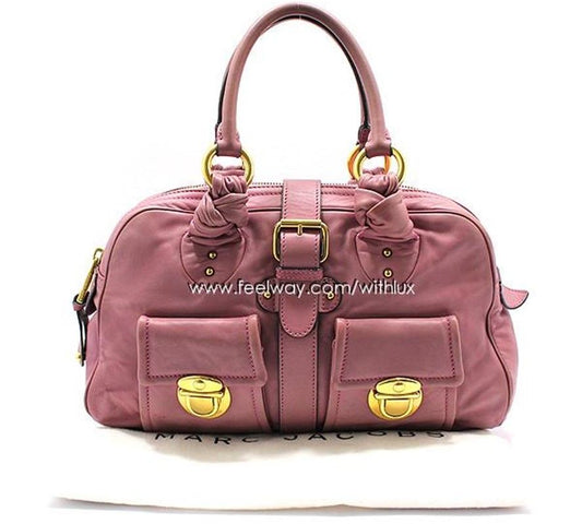 MARC JACOBS Indienrosa Leder Goldfarbene Zwei-Taschen Venedig Tote 2582722891 28257476