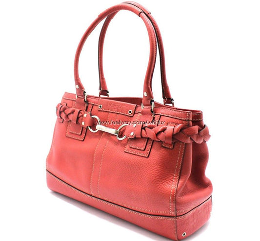 COACH 13087 レッド レザー キャリオール ショルダーバッグ および トートバッグ 2454505829 28257455