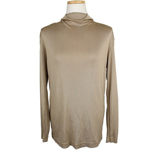 ISSEY MIYAKE Issey Gold Beige Ribbed Turtle Neck Top M 28421115