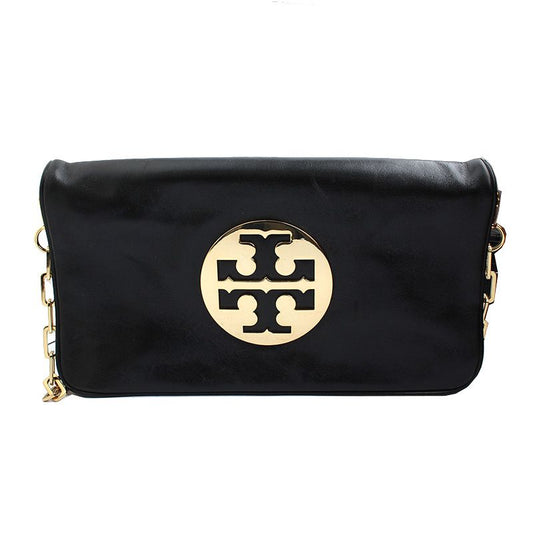 TORY BURCH ブラック ゴールド ハードウェア クラッチショルダーバッグ 45060693