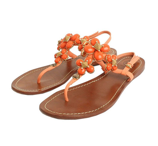 Tory Burch Salmon Beaded Slide Sandals 7M 28448790
