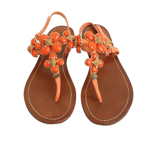 Tory Burch Salmon Beaded Slide Sandals 7M 28448790