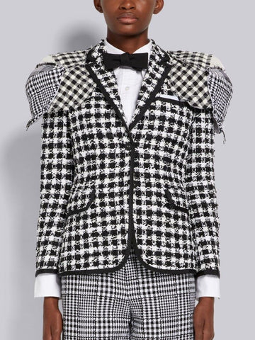 THOM BROWNE Damen Checked Jacket Schulter Weiß Schwarz Klassisch Tweed Grogain FBC637Q 08022 980 28695342