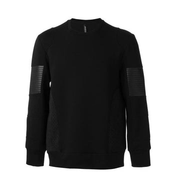 Neil Barrett Biker Leather Mix Neoprene Sweatshirt Black PBJS51C A509C 1000000428 29575413