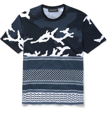 NEIL BARRETT カモミックスプリントTシャツ ネイビー stamp: BJT72M A536S 1000000296 29575577