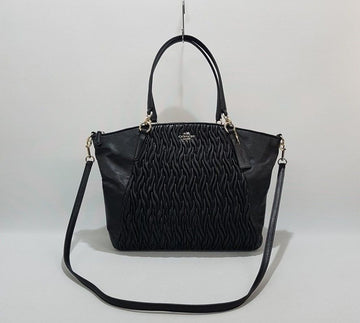 COACH ブラック レザー トート ショルダーバッグ 30513723