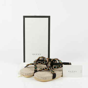 Gucci Black Grosgrain Crystal Espadrille Sandals 573024 40 43855765